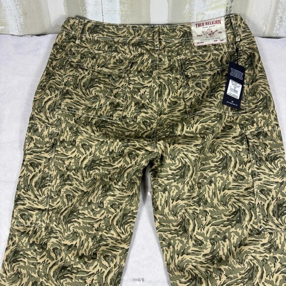True Religion Camo Cargo Pants Mens Green Swirl Camo Utility Work Size 36 - Picture 3 of 16